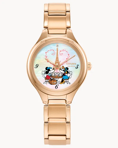 Mickey Mouse & Minnie Mouse Take Paris White Dial Stainless Steel Mickey Mouse & Minnie Mouse Take Paris White Dial Stainless Steel